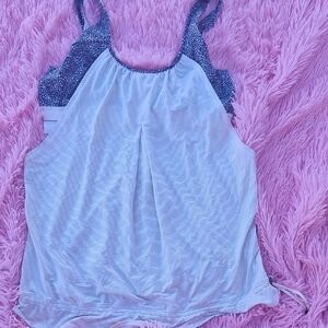 Lululemon Women's Blue and White Sleeveless Top